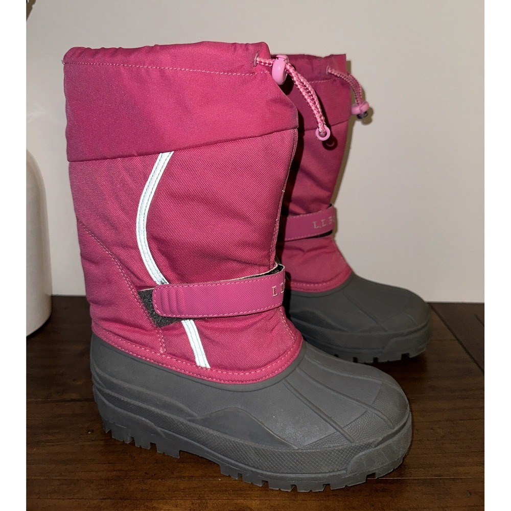 LL Bean Northwoods Snow Boots Girl's Sz 3 Youth Pink‎ Reflective Lined Insulated